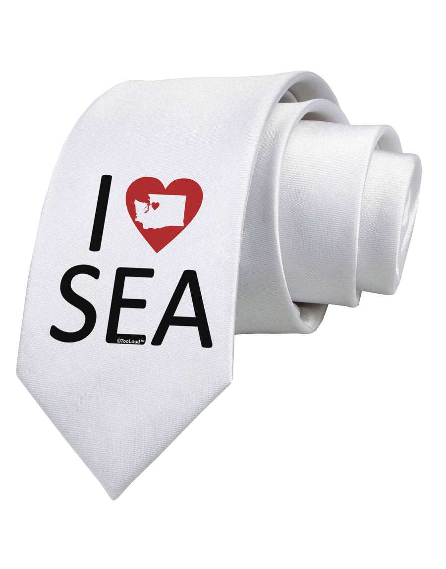 I Heart Seattle Printed White Necktie