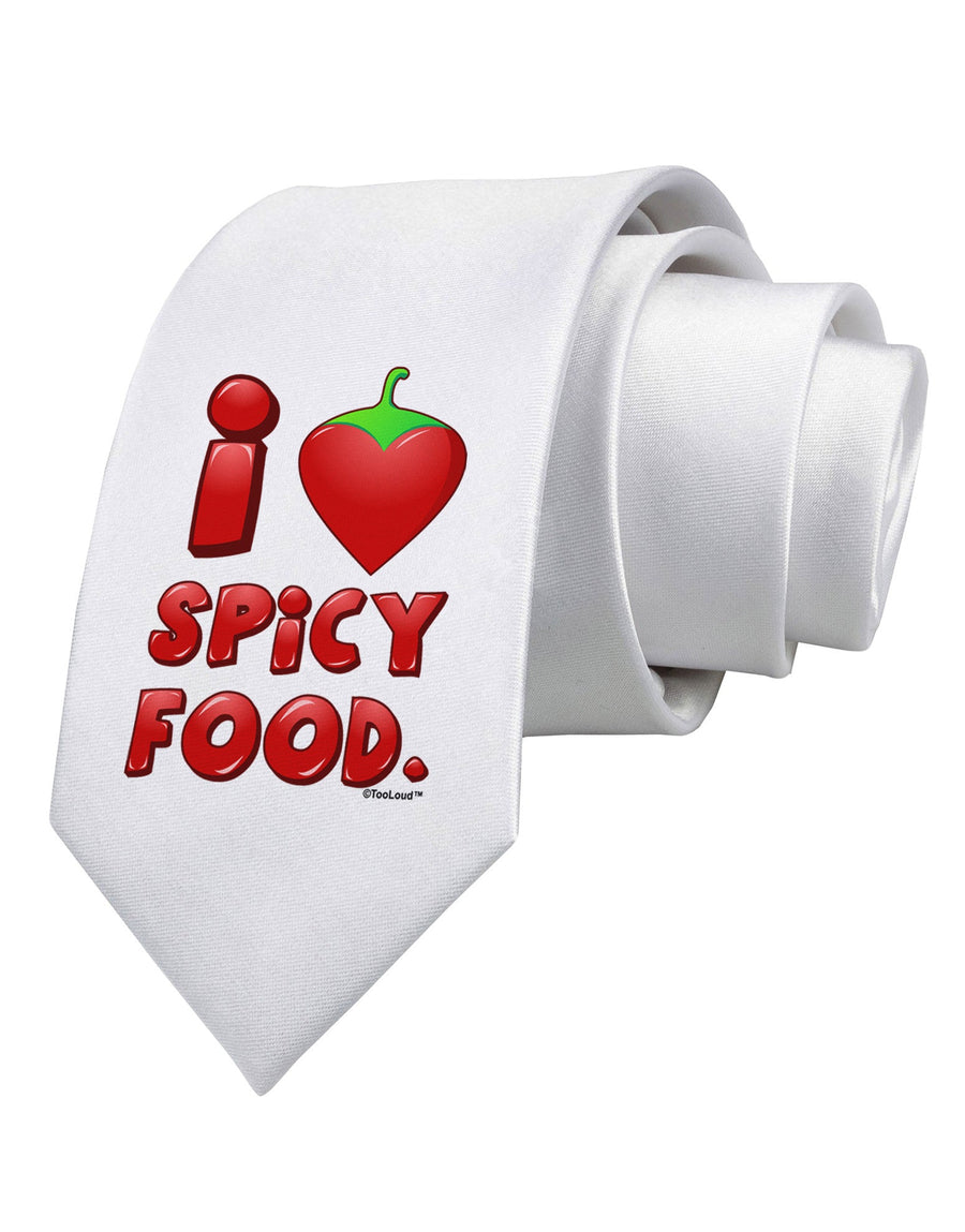 I Heart Spicy Food Printed White Necktie