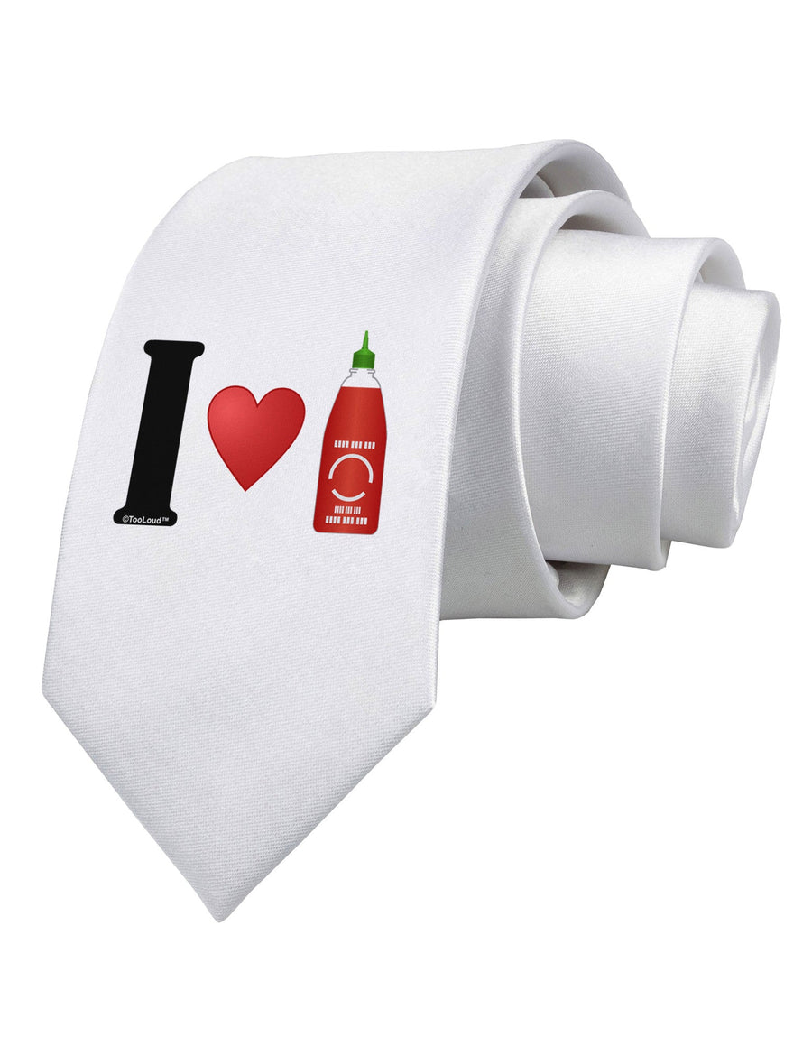 I Heart Sriracha Design Printed White Necktie by TooLoud