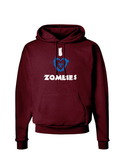 I Heart Zombies - Bio Hazard Heart Blue Dark Hoodie Sweatshirt-Hoodie-TooLoud-Maroon-Small-Davson Sales