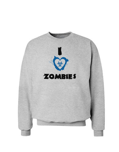 I Heart Zombies - Bio Hazard Heart Blue Sweatshirt-Sweatshirts-TooLoud-AshGray-Small-Davson Sales