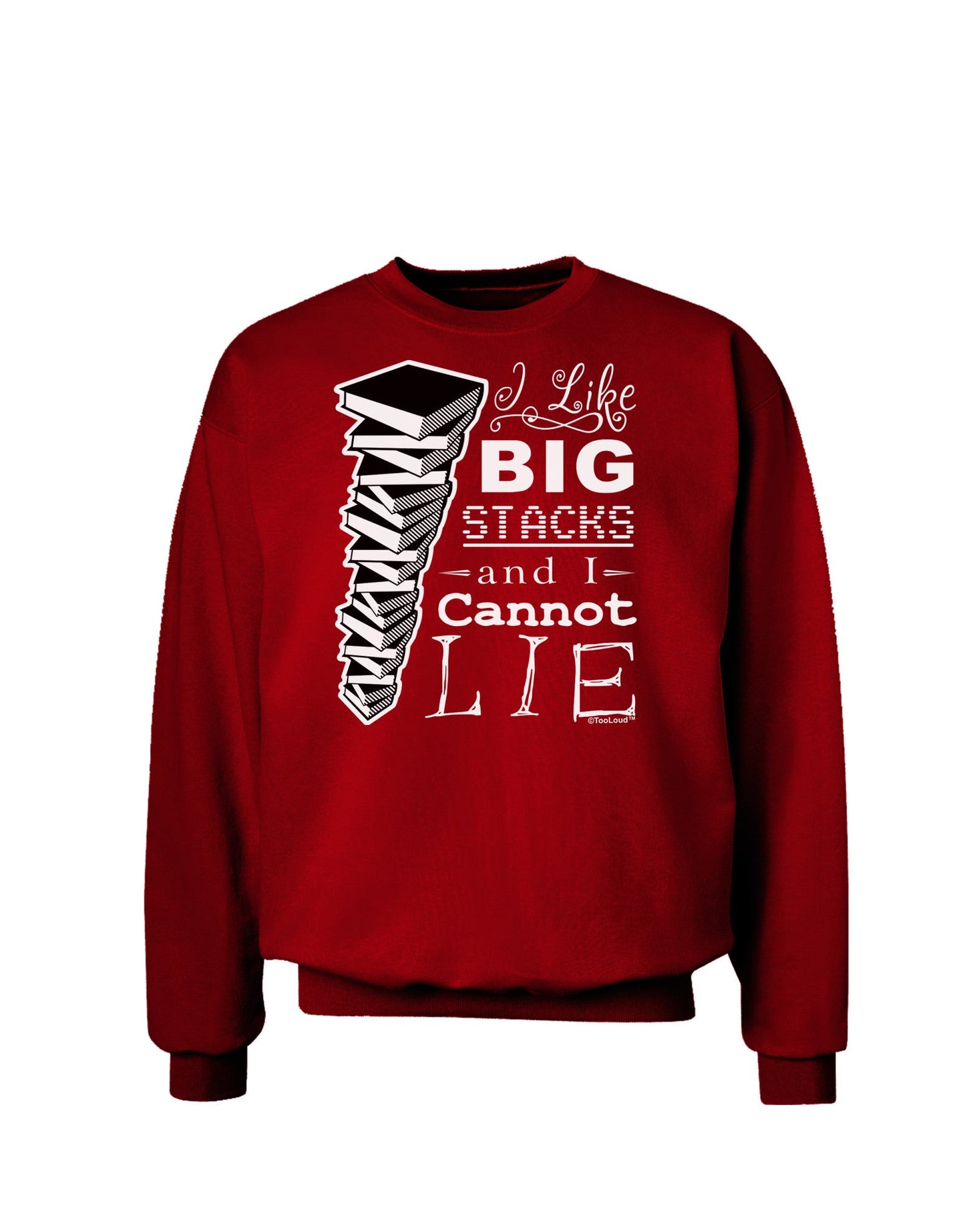 I Like Big Stacks -of books- Adult Dark Sweatshirt-Sweatshirts-TooLoud-Deep-Red-Small-Davson Sales