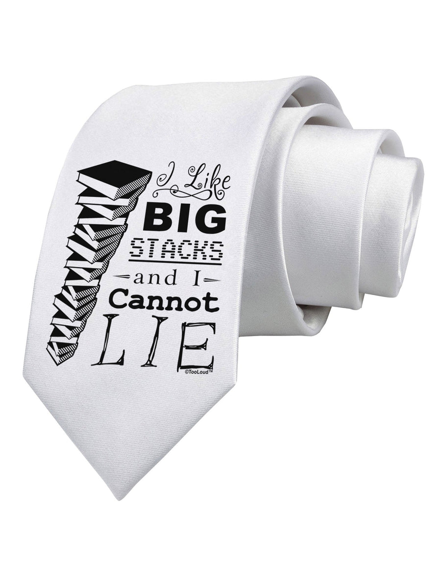 I Like Big Stacks -of books- Printed White Necktie