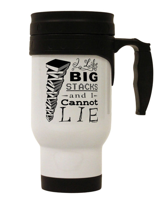 I Like Big Stacks -of books- Stainless Steel 14oz Travel Mug-Travel Mugs-TooLoud-White-Davson Sales
