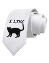 I Like Cat Silhouette Design Printed White Necktie by TooLoud