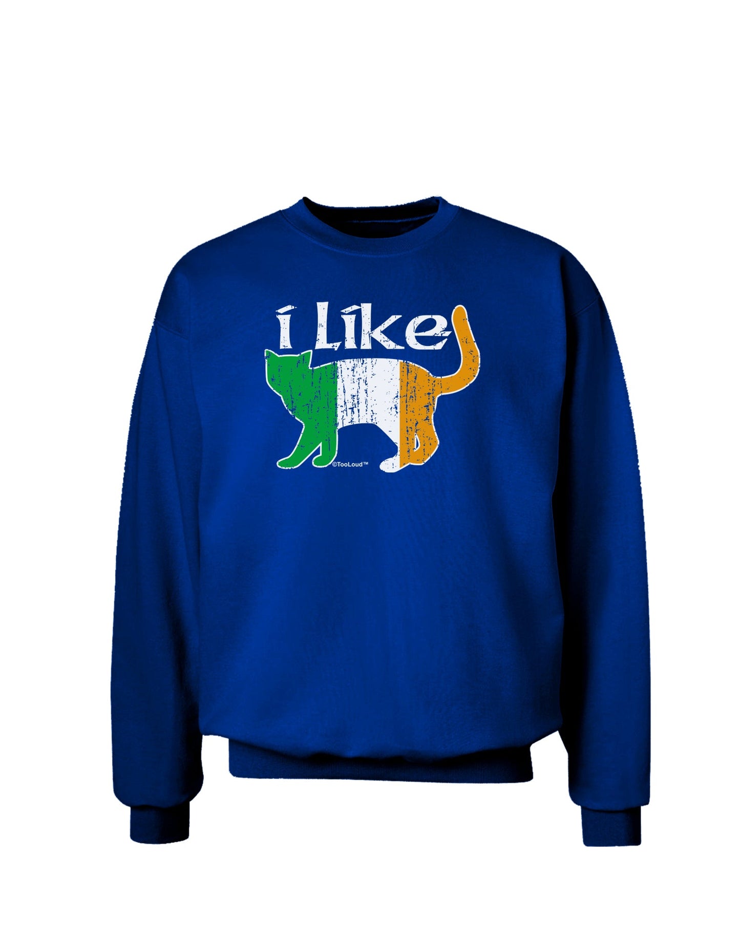 I Like Irish Cat Silhouette Adult Dark Sweatshirt by TooLoud-Sweatshirts-TooLoud-Deep-Royal-Blue-Small-Davson Sales