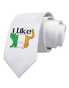 I Like Irish Cat Silhouette Printed White Necktie by TooLoud