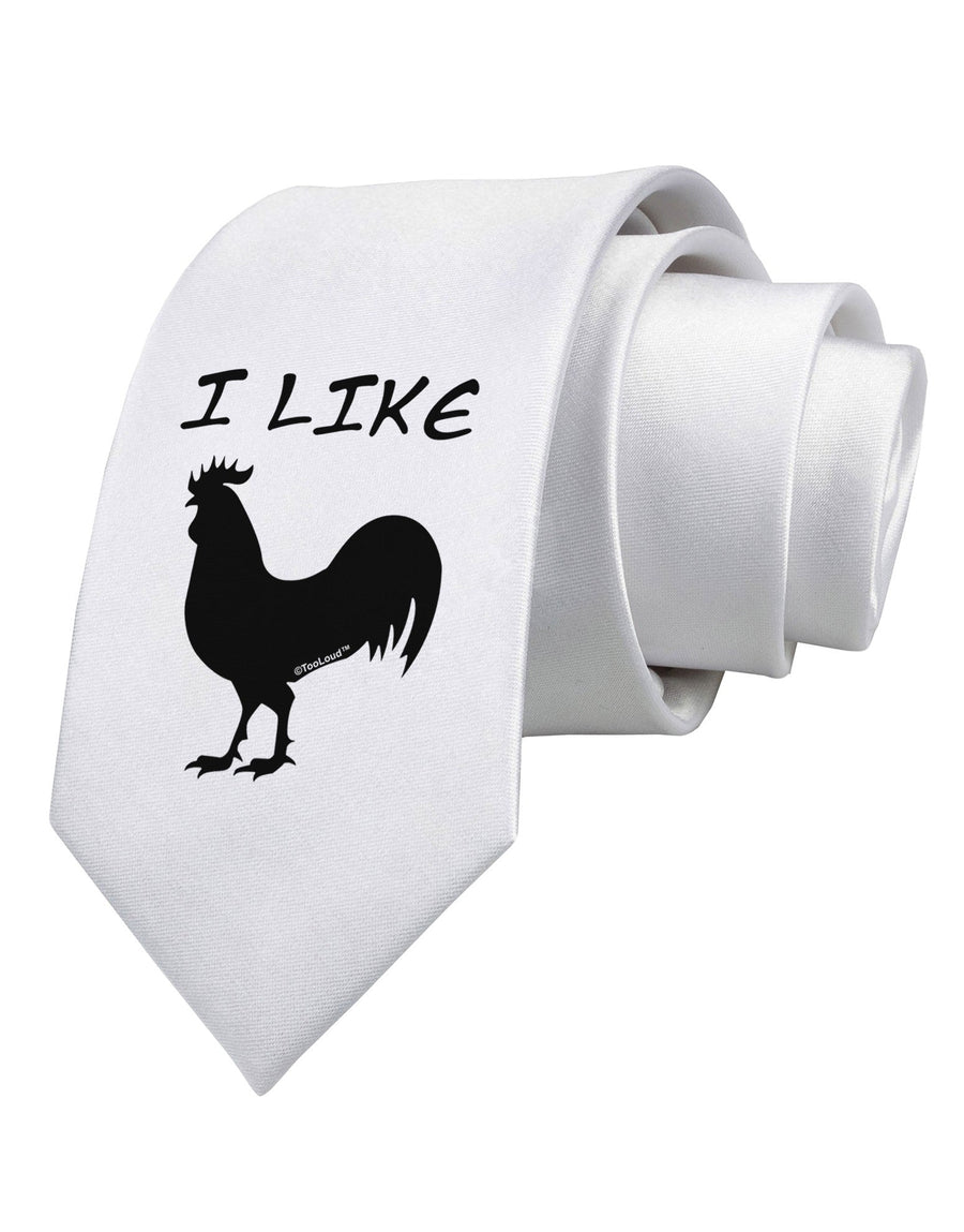 I Like Rooster Silhouette - Funny Printed White Necktie by TooLoud