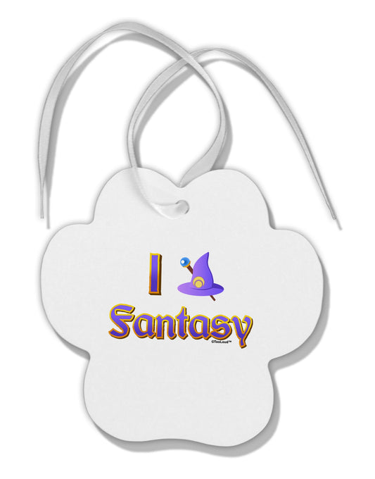 I Love Fantasy Paw Print Shaped Ornament-Ornament-TooLoud-White-Davson Sales