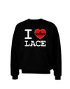 I Love Heart Lace Adult Dark Sweatshirt-Sweatshirts-TooLoud-Black-Small-Davson Sales