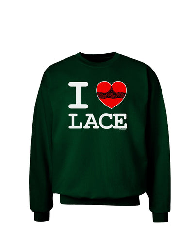 I Love Heart Lace Adult Dark Sweatshirt-Sweatshirts-TooLoud-Deep-Forest-Green-Small-Davson Sales