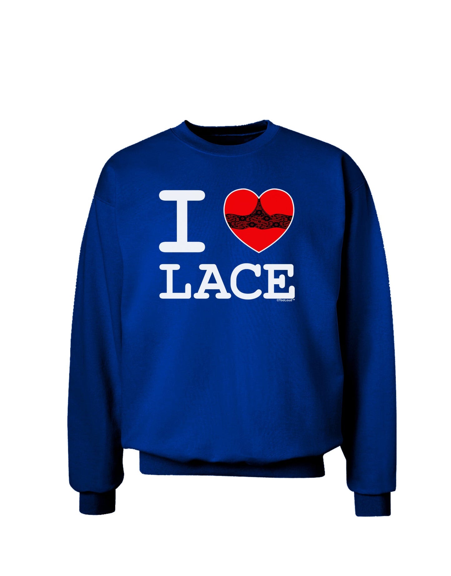 I Love Heart Lace Adult Dark Sweatshirt-Sweatshirts-TooLoud-Deep-Royal-Blue-Small-Davson Sales