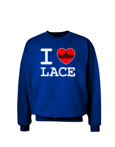 I Love Heart Lace Adult Dark Sweatshirt-Sweatshirts-TooLoud-Deep-Royal-Blue-Small-Davson Sales