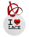 I Love Heart Lace Circular Metal Ornament-Ornament-TooLoud-White-Davson Sales