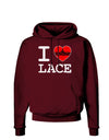 I Love Heart Lace Dark Hoodie Sweatshirt-Hoodie-TooLoud-Maroon-Small-Davson Sales