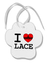 I Love Heart Lace Paw Print Shaped Ornament-Ornament-TooLoud-White-Davson Sales