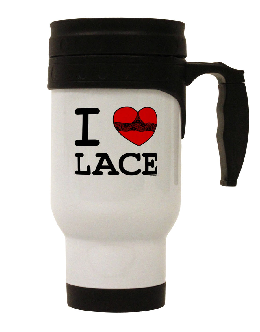 I Love Heart Lace Stainless Steel 14oz Travel Mug-Travel Mugs-TooLoud-White-Davson Sales