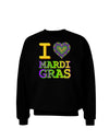 I Love Heart Mardi Gras Adult Dark Sweatshirt-Sweatshirts-TooLoud-Black-Small-Davson Sales