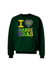 I Love Heart Mardi Gras Adult Dark Sweatshirt-Sweatshirts-TooLoud-Deep-Forest-Green-Small-Davson Sales