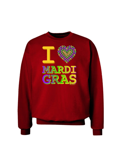 I Love Heart Mardi Gras Adult Dark Sweatshirt-Sweatshirts-TooLoud-Deep-Red-Small-Davson Sales