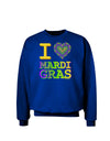 I Love Heart Mardi Gras Adult Dark Sweatshirt-Sweatshirts-TooLoud-Deep-Royal-Blue-Small-Davson Sales