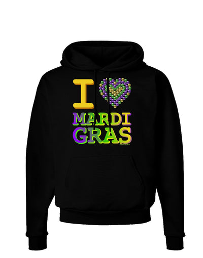 I Love Heart Mardi Gras Dark Hoodie Sweatshirt-Hoodie-TooLoud-Black-Small-Davson Sales