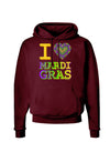 I Love Heart Mardi Gras Dark Hoodie Sweatshirt-Hoodie-TooLoud-Maroon-Small-Davson Sales