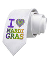 I Love Heart Mardi Gras Printed White Necktie