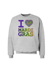 I Love Heart Mardi Gras Sweatshirt-Sweatshirts-TooLoud-AshGray-Small-Davson Sales