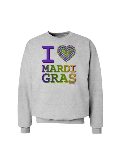 I Love Heart Mardi Gras Sweatshirt-Sweatshirts-TooLoud-AshGray-Small-Davson Sales