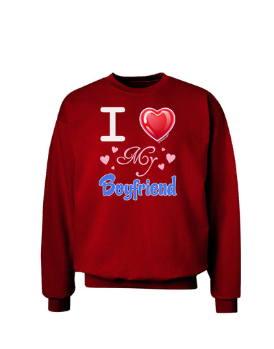 I Love Heart My Boyfriend Adult Dark Sweatshirt-Sweatshirts-TooLoud-Deep-Red-Small-Davson Sales