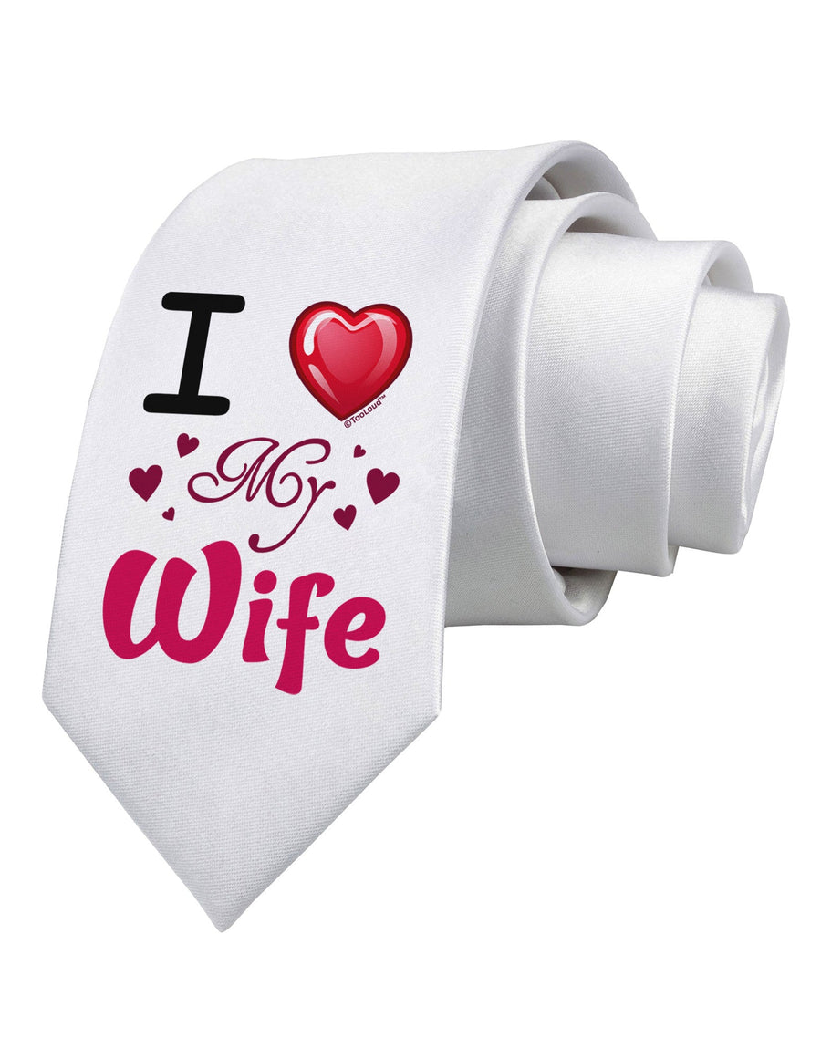 I Love Heart My Wife Printed White Necktie