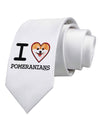 I Love Heart Pomeranians Printed White Necktie