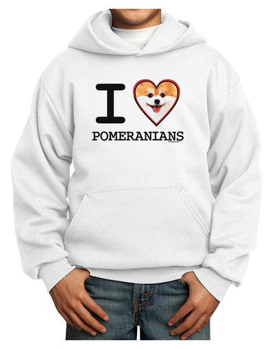 I Love Heart Pomeranians Youth Hoodie Pullover Sweatshirt-Youth Hoodie-TooLoud-White-XS-Davson Sales