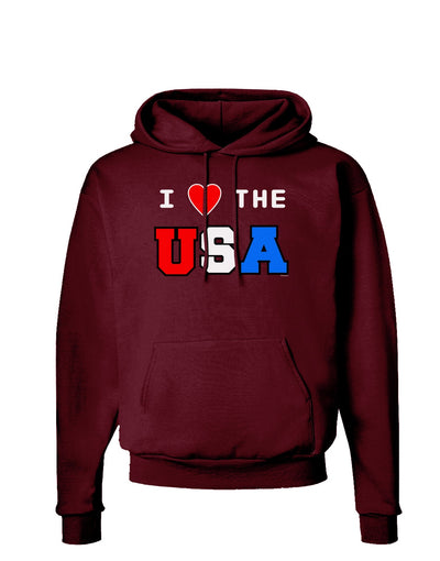 I Love Heart the USA Dark Hoodie Sweatshirt-Hoodie-TooLoud-Maroon-Small-Davson Sales