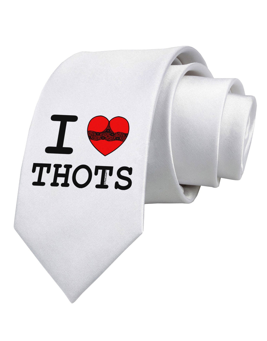 I Love Heart THOTS Printed White Necktie