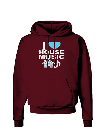 I Love House Blue Dark Hoodie Sweatshirt-Hoodie-TooLoud-Maroon-Small-Davson Sales