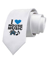 I Love House Blue Printed White Necktie