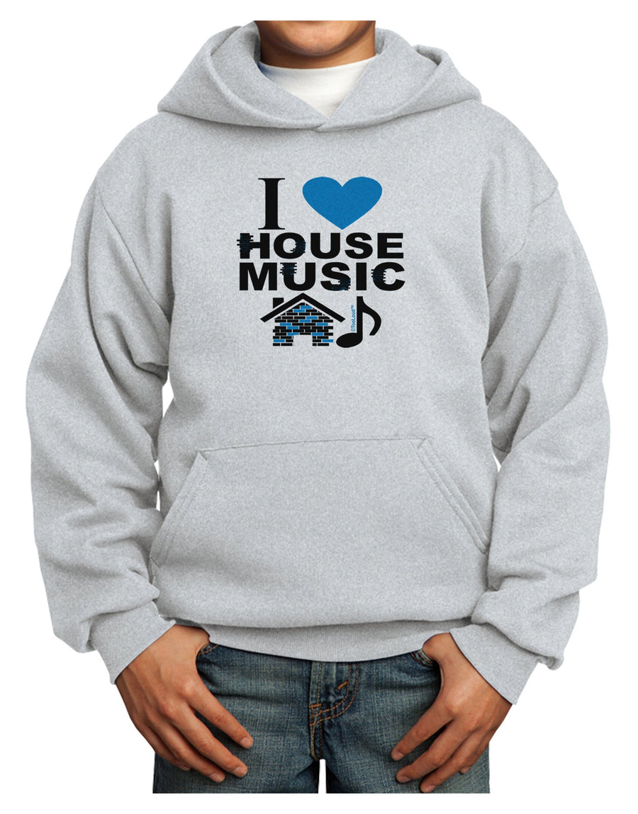 I Love House Blue Youth Hoodie Pullover Sweatshirt-Youth Hoodie-TooLoud-White-XS-Davson Sales