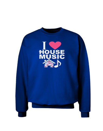 I Love House Pink Adult Dark Sweatshirt-Sweatshirts-TooLoud-Deep-Royal-Blue-Small-Davson Sales