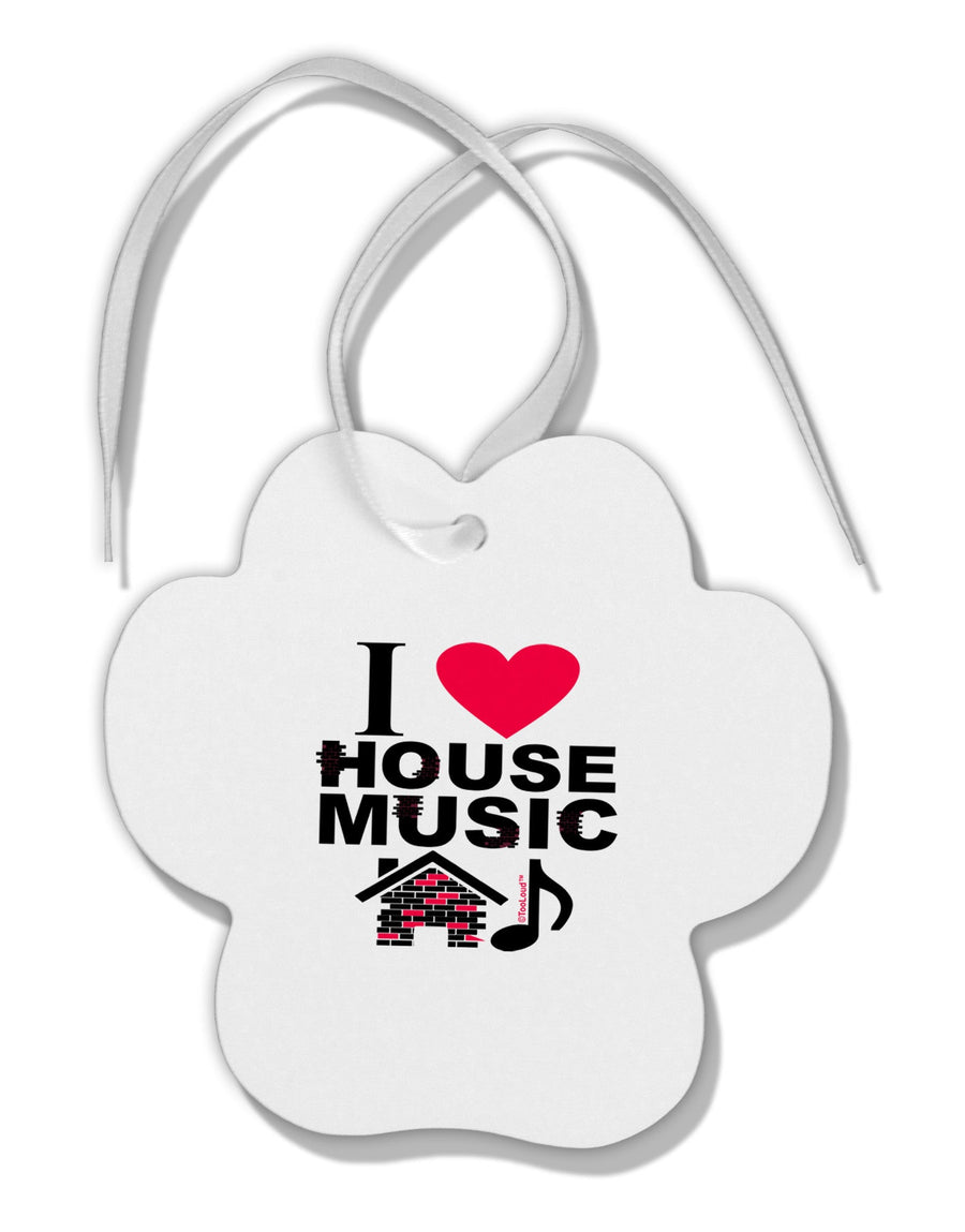 I Love House Pink Paw Print Shaped Ornament-Ornament-TooLoud-White-Davson Sales