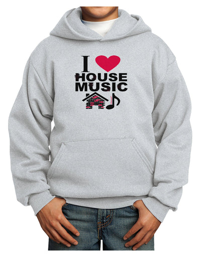 I Love House Pink Youth Hoodie Pullover Sweatshirt-Youth Hoodie-TooLoud-Ash-XS-Davson Sales