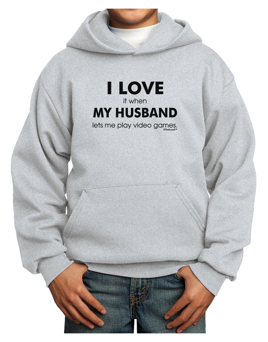 I Love My Husband Videogames Youth Hoodie Pullover Sweatshirt-Youth Hoodie-TooLoud-White-XS-Davson Sales