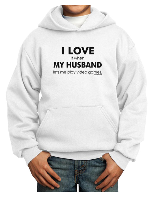 I Love My Husband Videogames Youth Hoodie Pullover Sweatshirt-Youth Hoodie-TooLoud-White-XS-Davson Sales