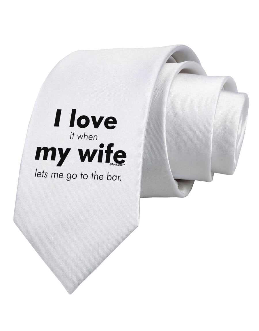 I Love My Wife - Bar Printed White Necktie