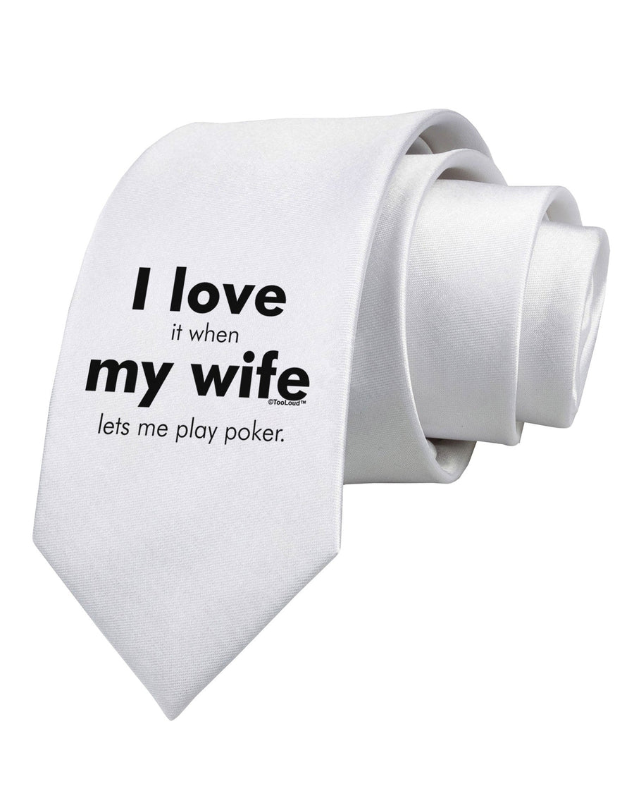 I Love My Wife - Poker Printed White Necktie