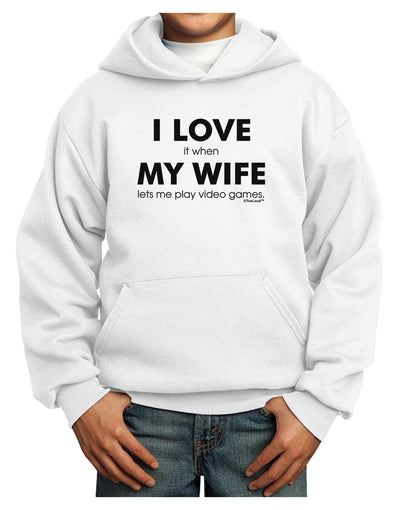 I Love My Wife Videogames Youth Hoodie Pullover Sweatshirt-Youth Hoodie-TooLoud-White-XS-Davson Sales