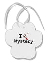 I Love Mystery Paw Print Shaped Ornament-Ornament-TooLoud-White-Davson Sales