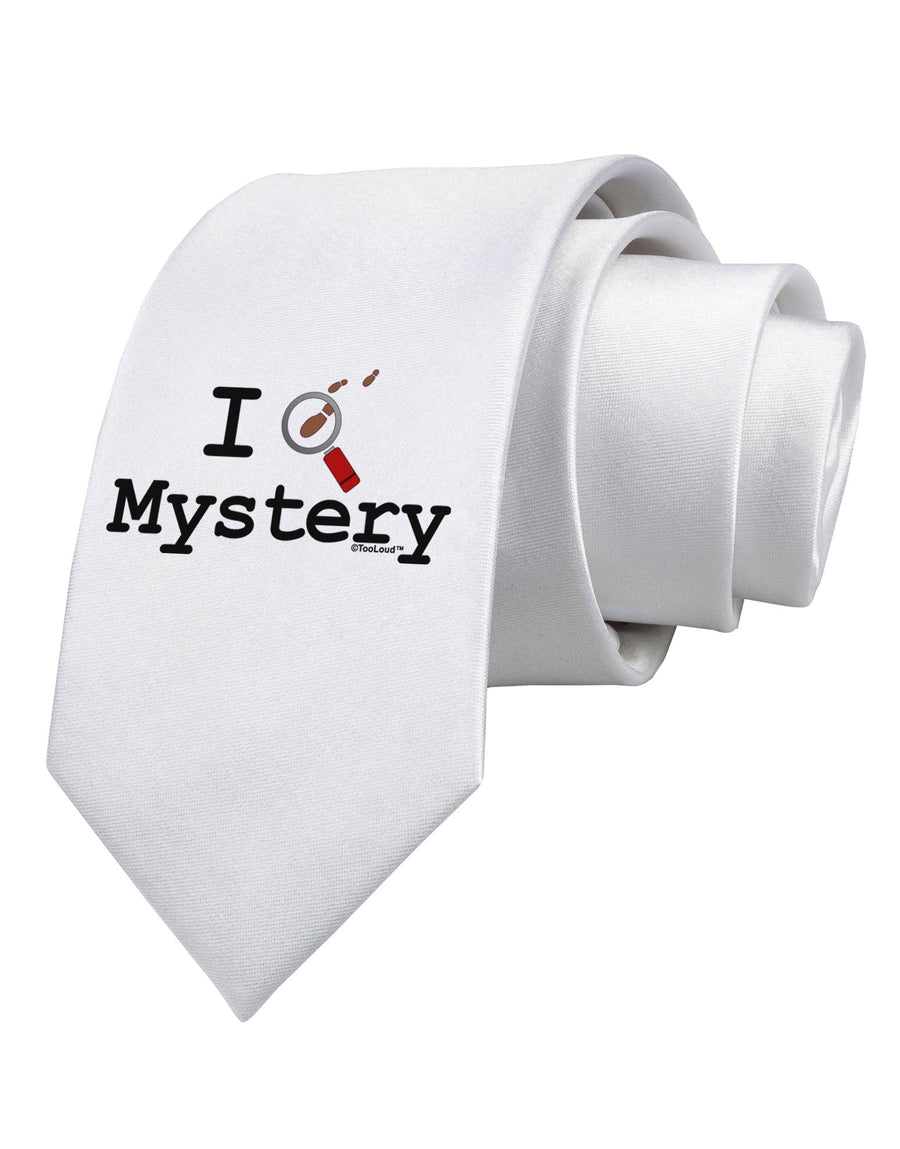 I Love Mystery Printed White Necktie