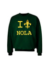 I Love NOLA Fleur de Lis Adult Dark Sweatshirt-Sweatshirt-TooLoud-Deep-Forest-Green-Small-Davson Sales